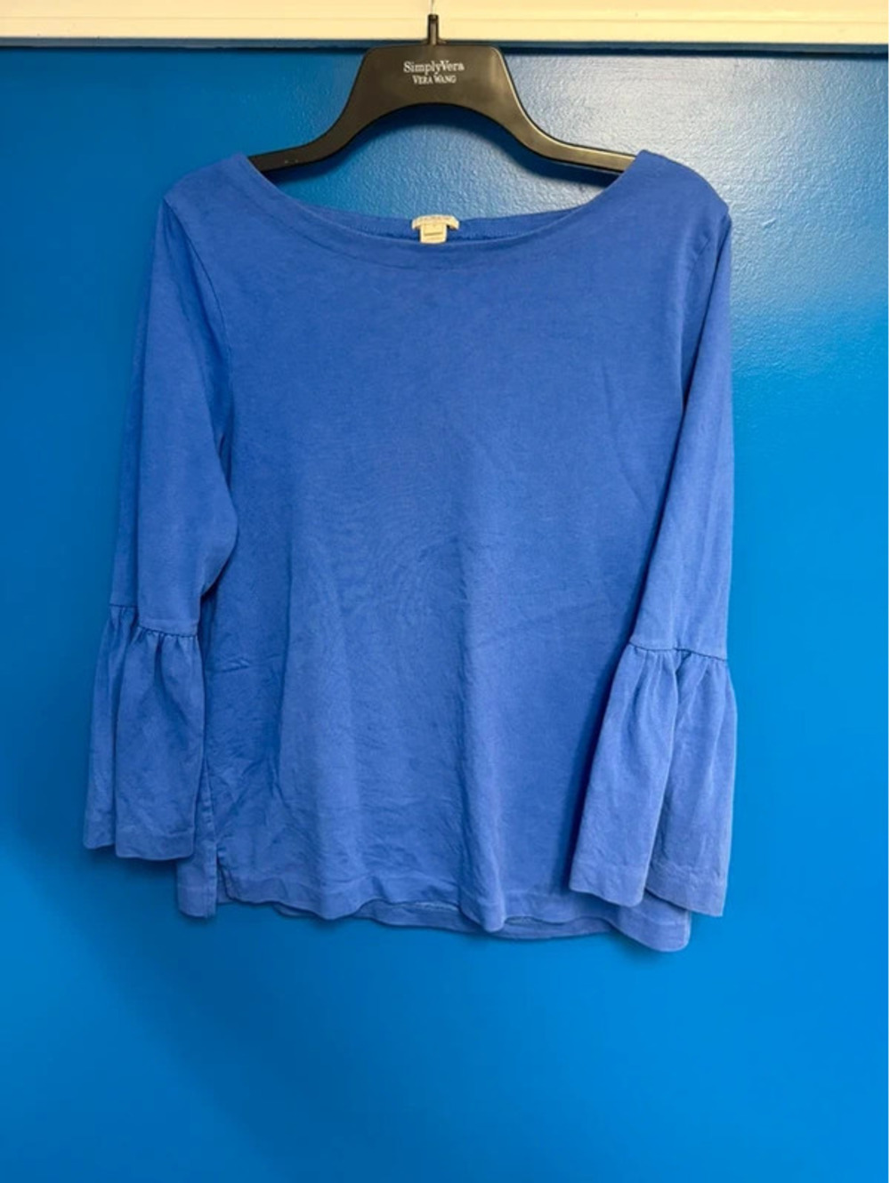 J.Crew Periwinkle Blue Bell Sleeve Boatneck Top Medium M